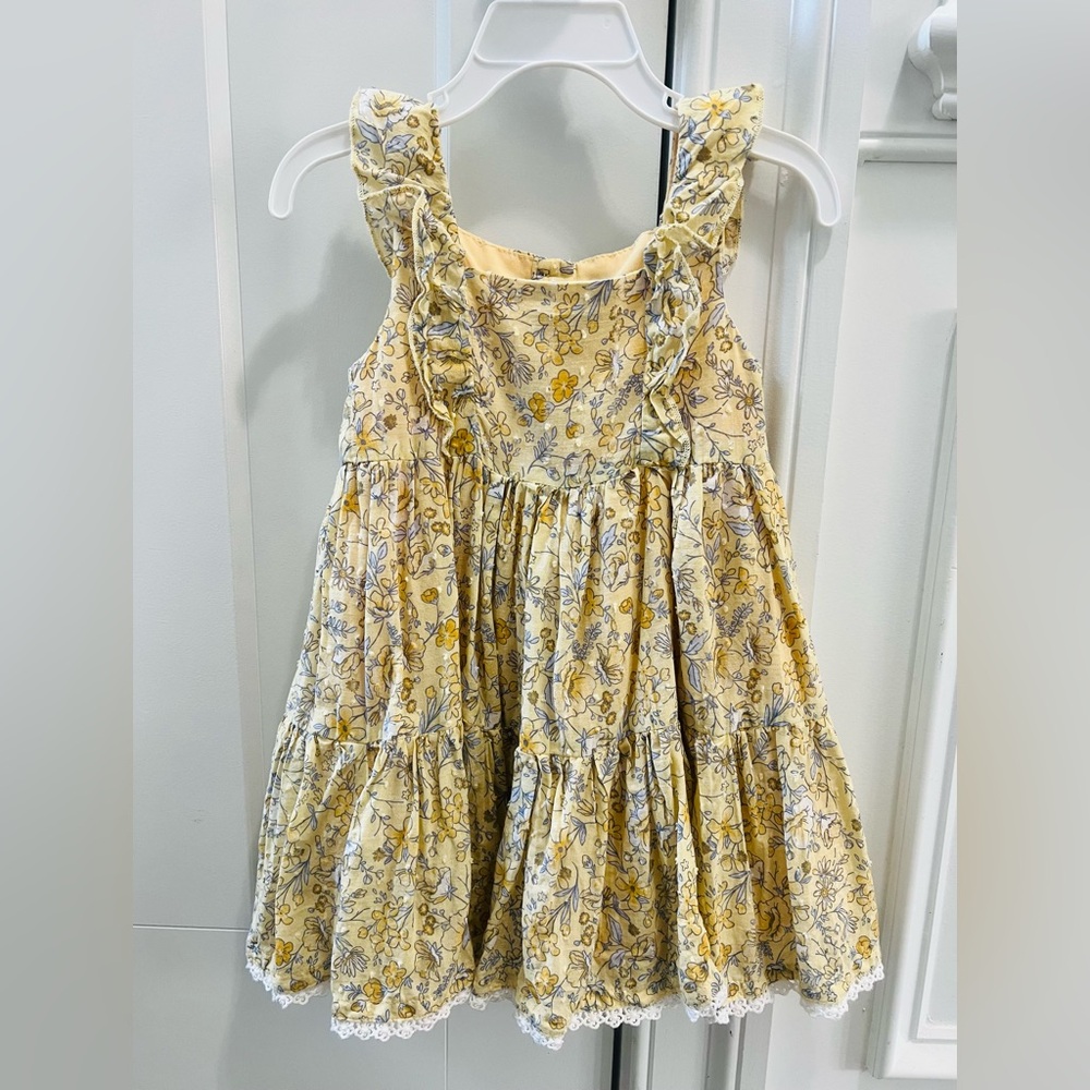 Catherine Malandrino yellow floral dress with matching hat size 2T - Picture 2 of 6